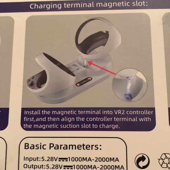 HaeBori White Charging Station for P-S VR2, Charging Terminal Magnetic Slot. - Picture 4 of 7